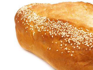 Loaf of bread on a white background