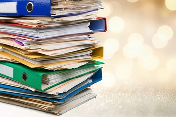 File folders with documents, close-up view