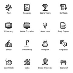 E Learning Line Icons Pack 