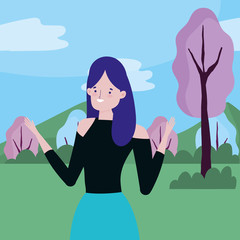 Obraz na płótnie Canvas Avatar woman over landscape vector design