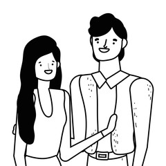 Couple of woman and man cartoon design
