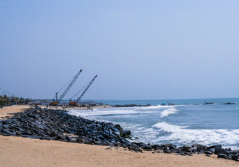 fishing and shipping activity on the beach