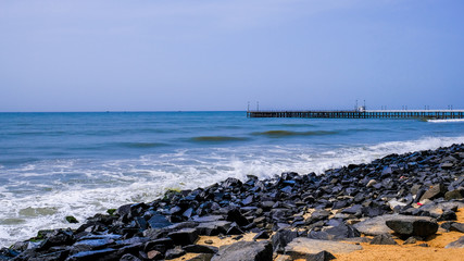 Promenade beach at  Pondicherry (or Puducherry), India
