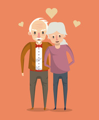 Beautiful elderly couple smiling cartoon