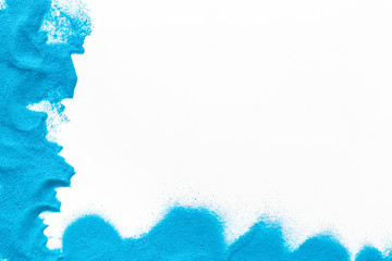 Abstract pattern with blue sand texture frame on white background top view mockup
