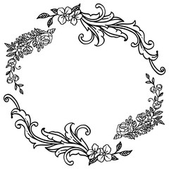 Beautiful flower frame, isolated on white backdrop. Vector