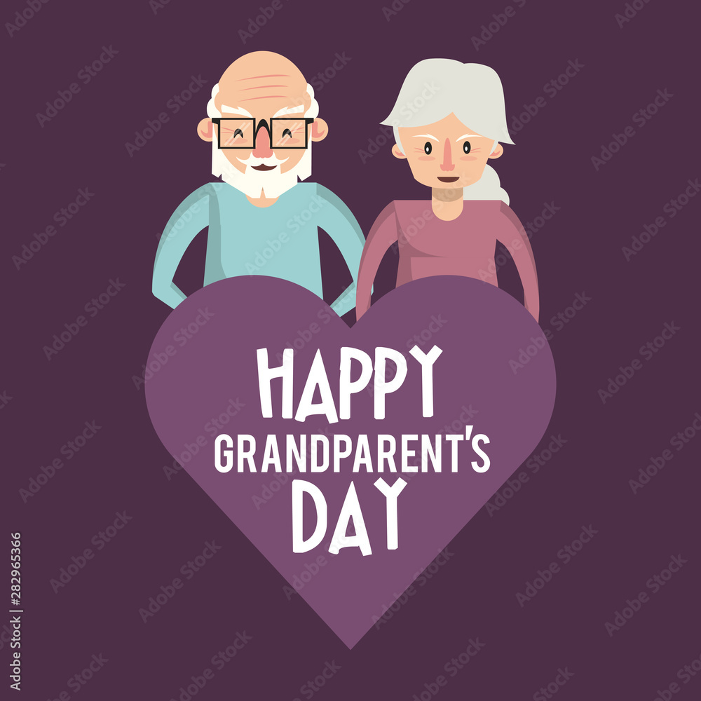 Poster Happy grandparents day card with cartoons