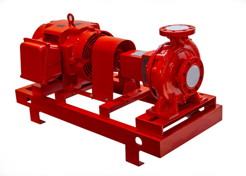 Fire water pump package, fire fighting pump isolated on white background