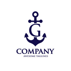 Obraz premium creative initial letter g with Anchor blue color logo vector concept