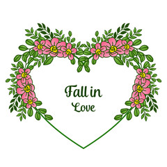 Various crowd pink floral frame, for card fall in love, romantic. Vector