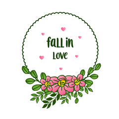 Elegant art pink flower frame, for various pattern of card fall in love. Vector