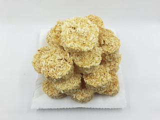 Indonesian Traditional Food from Javanese Rice called Rengginang in white isolated background