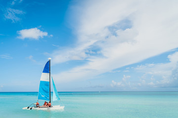 Sailboat on the sea of varadero in cuba