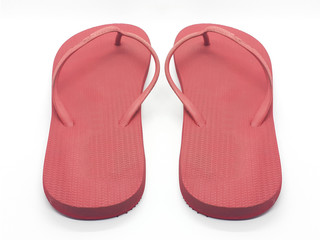 Beautiful Colorful Red Sandals Flip-Flop for Summer Beach or Home Footwear in White Isolated Background
