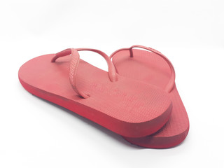 Beautiful Colorful Red Sandals Flip-Flop for Summer Beach or Home Footwear in White Isolated Background