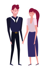 Fototapeta premium Couple of woman and man cartoon design