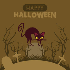 Happy halloween season card with cartoons