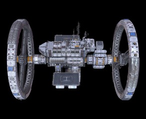 Future Space Station Isolated on Black Background 3D Illustration