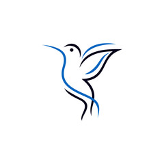 Hummingbird Logo Design Line Art Stock Vector
