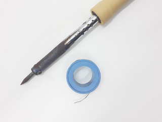 Rusty Used Solder for Electronic Circuit Repair Technician in White Isolated Background