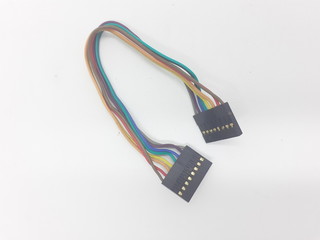 Digital Electronic Data Cable with Rainbow Colors in White Isolated Background