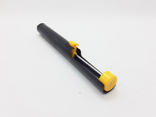 Black Yellow Colored Hand Solder Tin Extractor for Electronic Circuit Fix in White Isolated Background