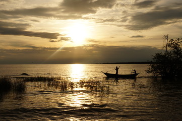 Sunrise over lake