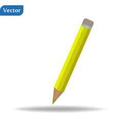 Pencil. Pencil icon in flat design. Vector illustration. Pencil on white background. EPS 10.