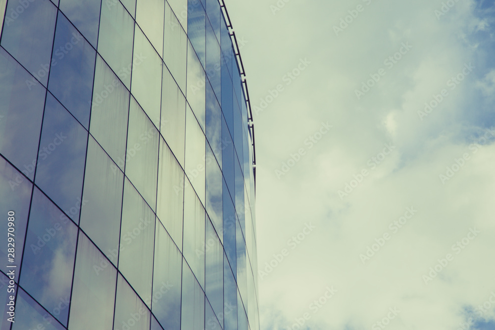 Wall mural blue glass of windows building