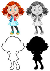 Silhouette, color and outline version