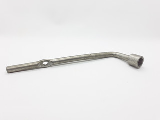 Handheld Wheel wrench for spare tire changing in White Isolated Background