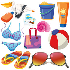 Set of isolated objects theme summer holiday
