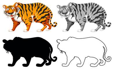 Silhouette, color and outline version