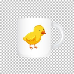 Coffee cup design with little chick graphic