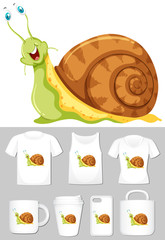 Graphic of snail on different product templates