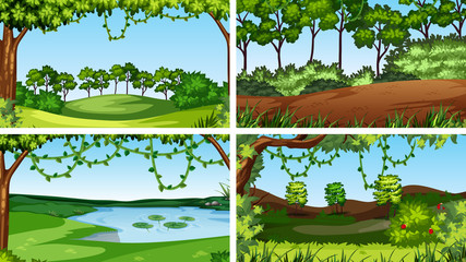 Set of scenes in nature setting