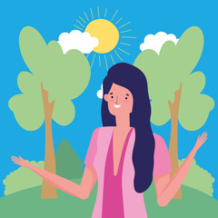 Avatar woman in park vector design