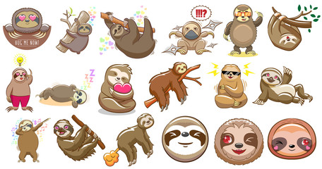 Sloth vector set graphic clipart design © pisut