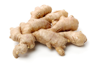 fresh ginger on white background 