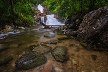 Naklejka na ściany i meble Pi-tu-gro waterfall, Beautiful waterfall in Tak province, ThaiLand.