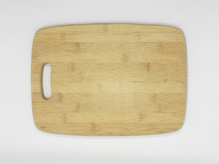 Wooden Brown Natural Cutting Board or Chopping Block for Kitchen Appliances in White Isolated Background