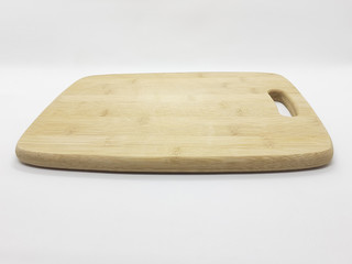 Wooden Brown Natural Cutting Board or Chopping Block for Kitchen Appliances in White Isolated Background