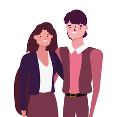 Couple of woman and man cartoon design