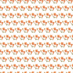  seamless watercolor pattern hand-drawn lily flower orange three in inflorescence