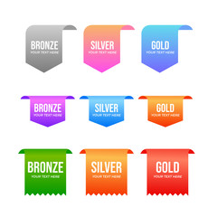 Pricing plans vector. Ribbon sale banners isolated. New collection offers vector sticker design.