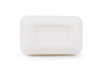 one bar white hygiene toilet soap isolated on white background