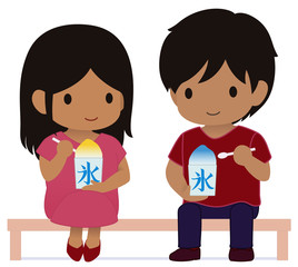 可愛い恋人たち　ベンチでかき氷　タイプD