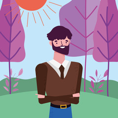 Avatar man in park vector design