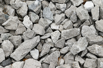 Gray broken stones in detail.