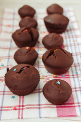 Home-made fragrant chocolate cupcakes with wheat ferment.